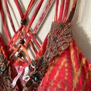 NWT—— 6° (six degrees ) BOHO BEADED -dress XL BRAND NEW WITH TAGS